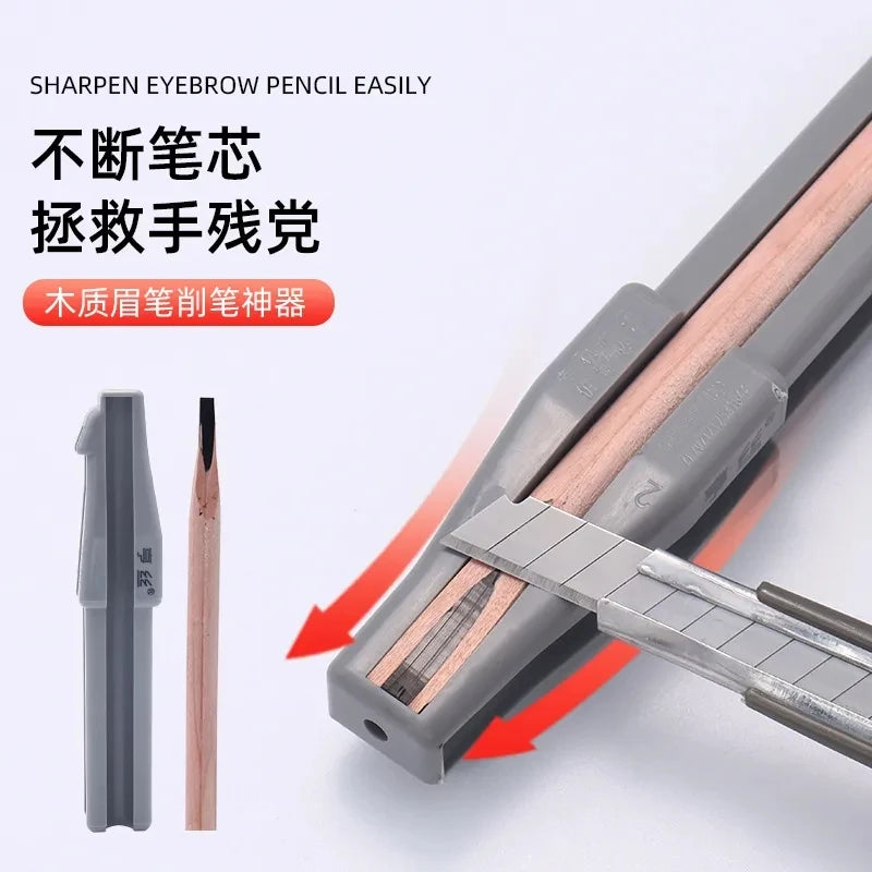 Microblading Eyebrow Pencil Set Waterproof Tattoo Supplies Eyebrow Pen with Sharpener and 10Pcs Brow Trimmer Blade Makeup Tool