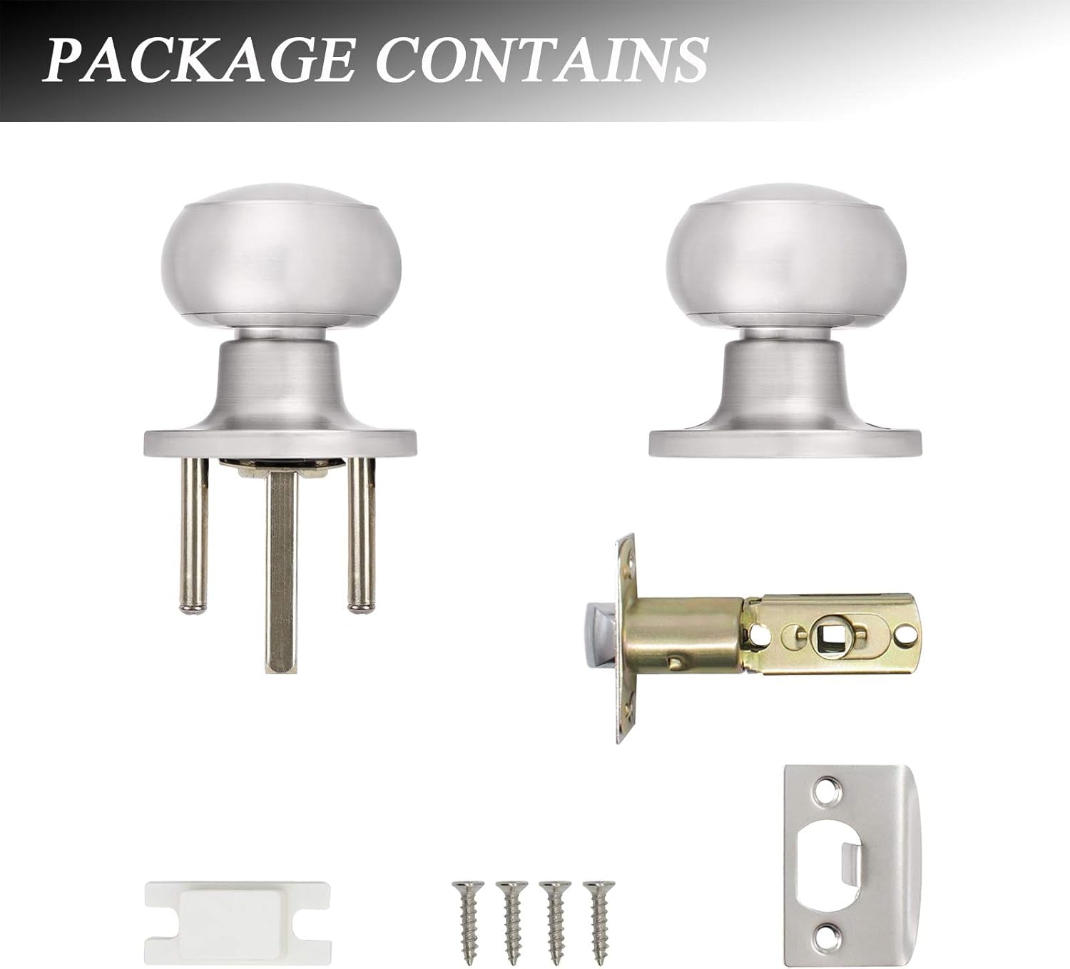 3 Pack round Passage Door Knob(Non-Locking Knobs), Keyless Doorknobs Interior/Exterior Door Lockset,Passage Knobs for Hallway/Closet,Satin Nickel Finish Modern Design Door Hardware